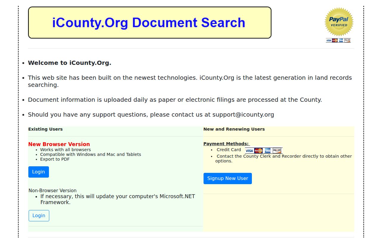 Park County Clerk of Court records distinction from iCounty documents
