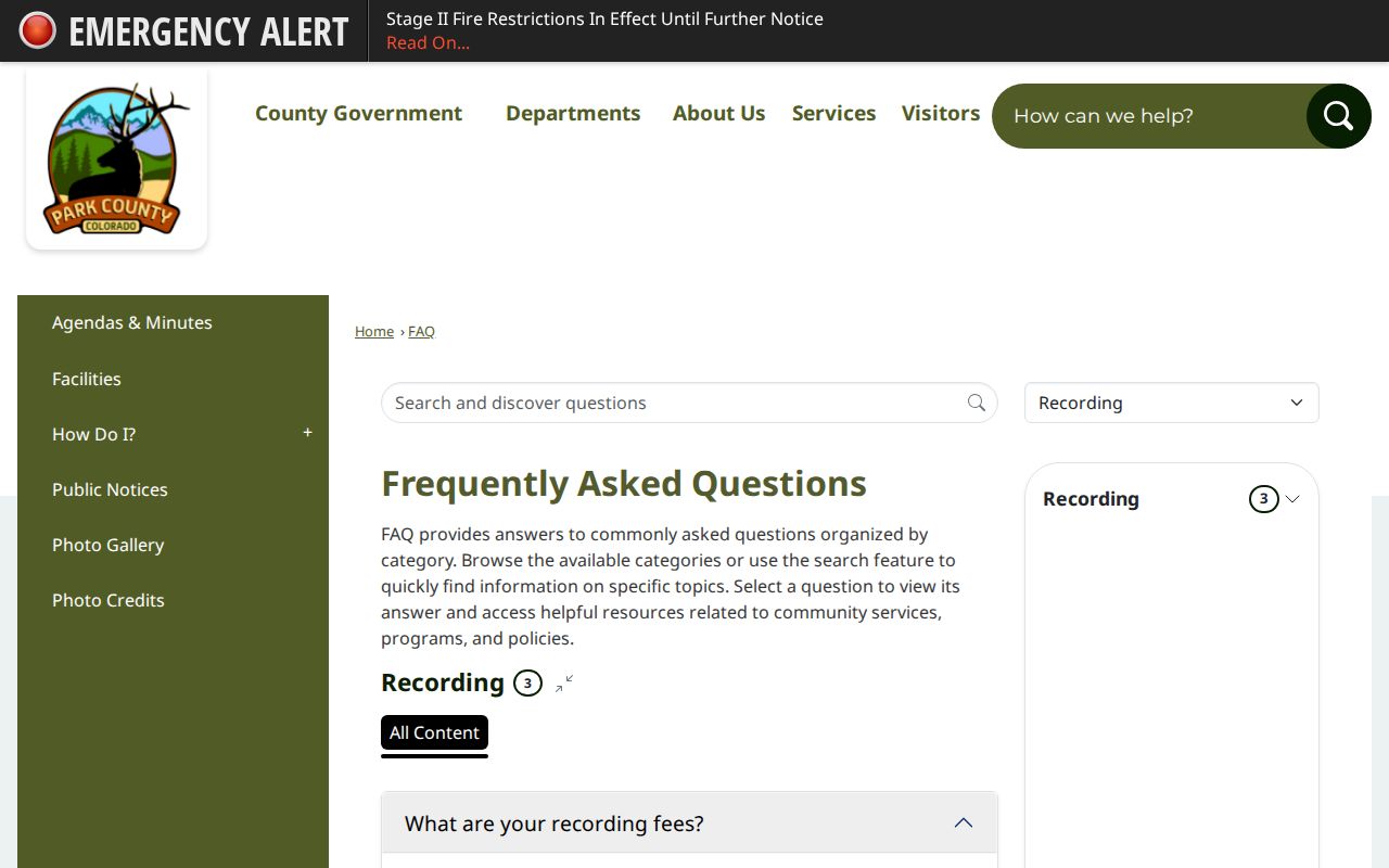 Park County Clerk of Court records and county recording FAQ distinction