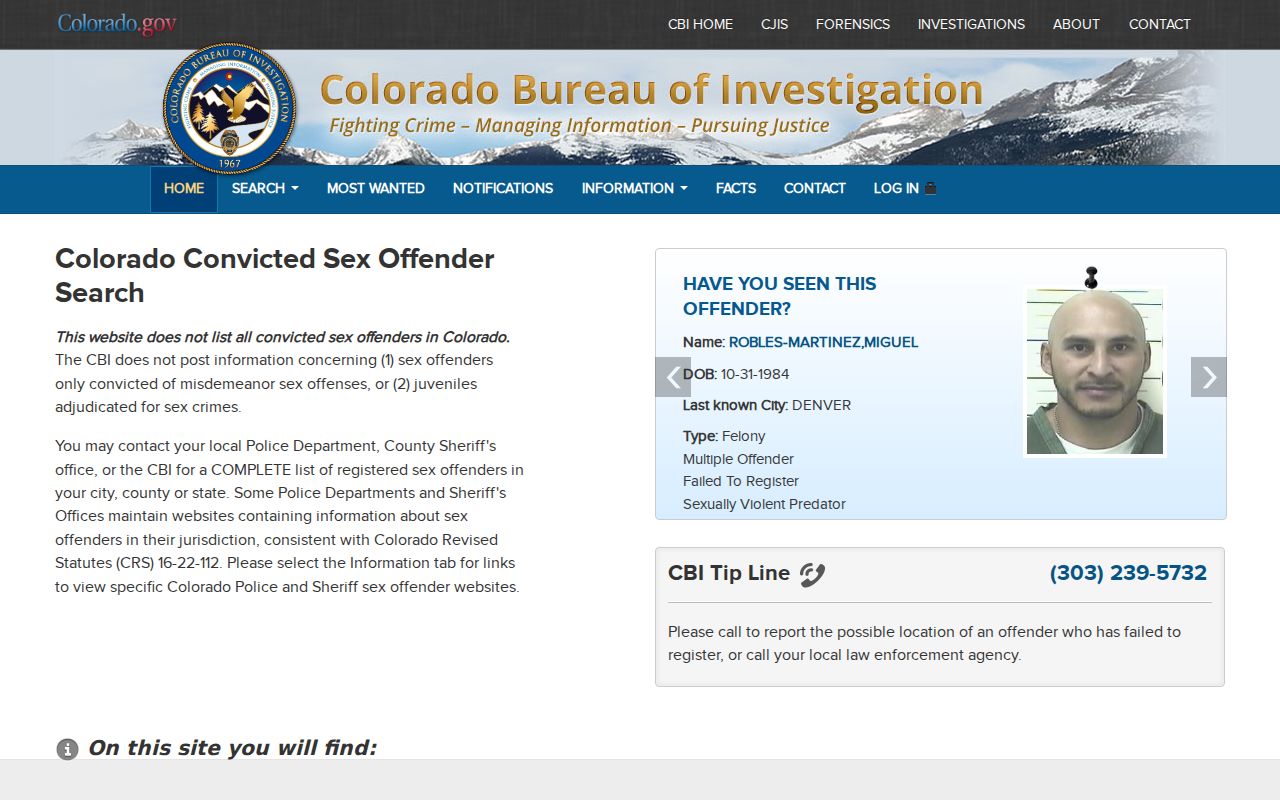 Park County arrest records Colorado sex offender registry
