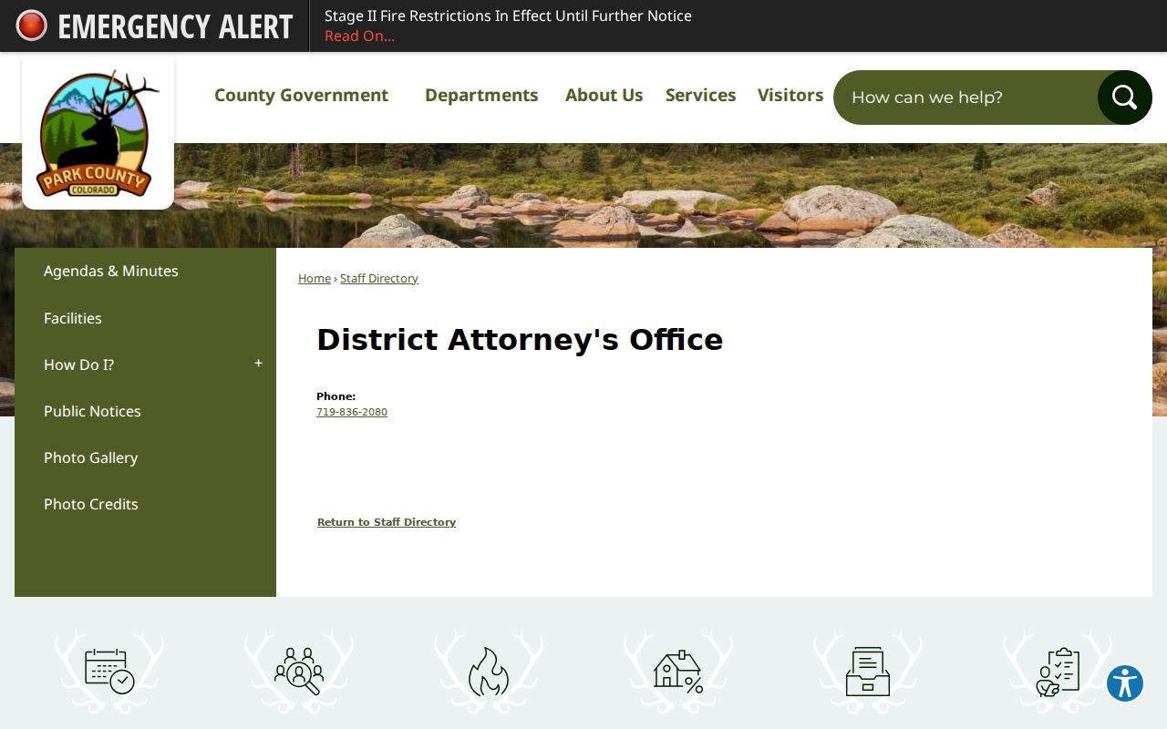 Park County arrest records District Attorney directory