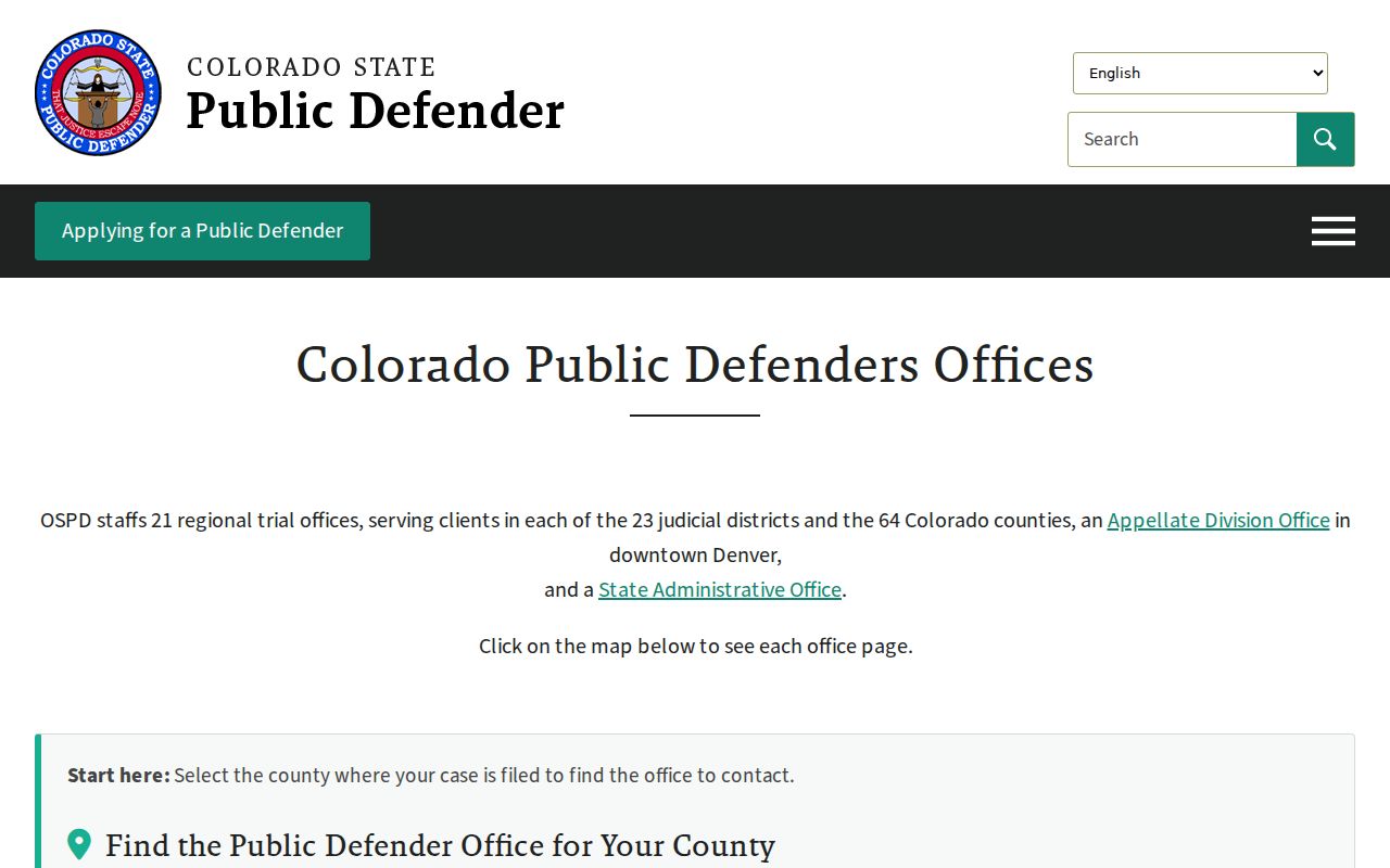 Park County criminal court records Colorado public defender offices