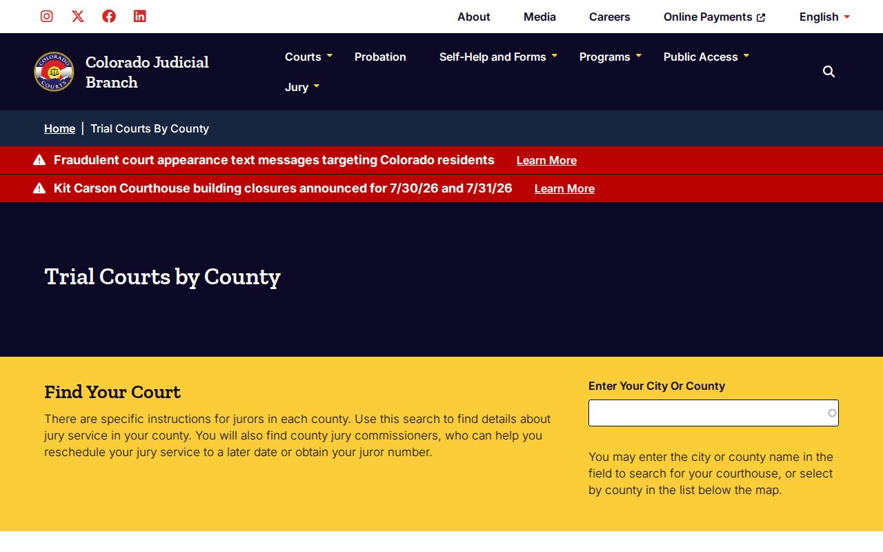 Park County court records Colorado trial courts by county page