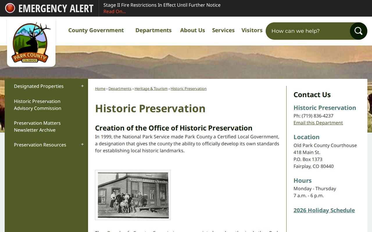 Park County probate records historic preservation and property context