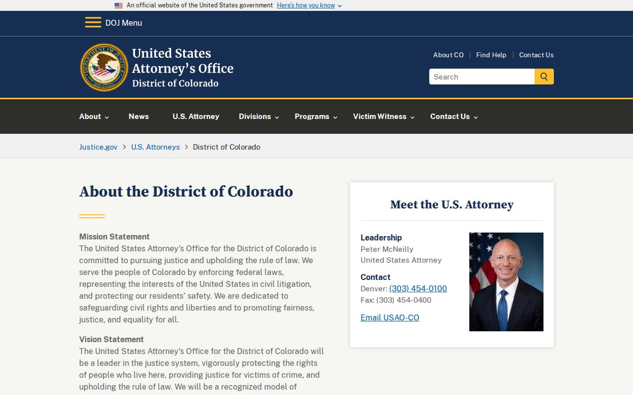 Park County warrant records U.S. Attorney District of Colorado